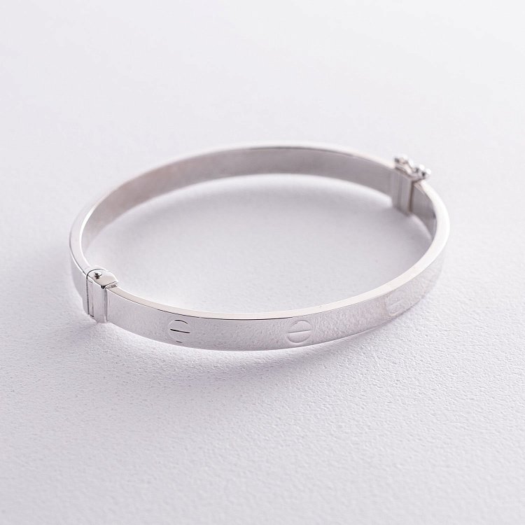 Жесткий браслет "Love" из белого золота (0.6 см) б02103 Жесткий браслет "Love" из белого золота (0.6 см) б02103 от ювелирного магазина Оникс