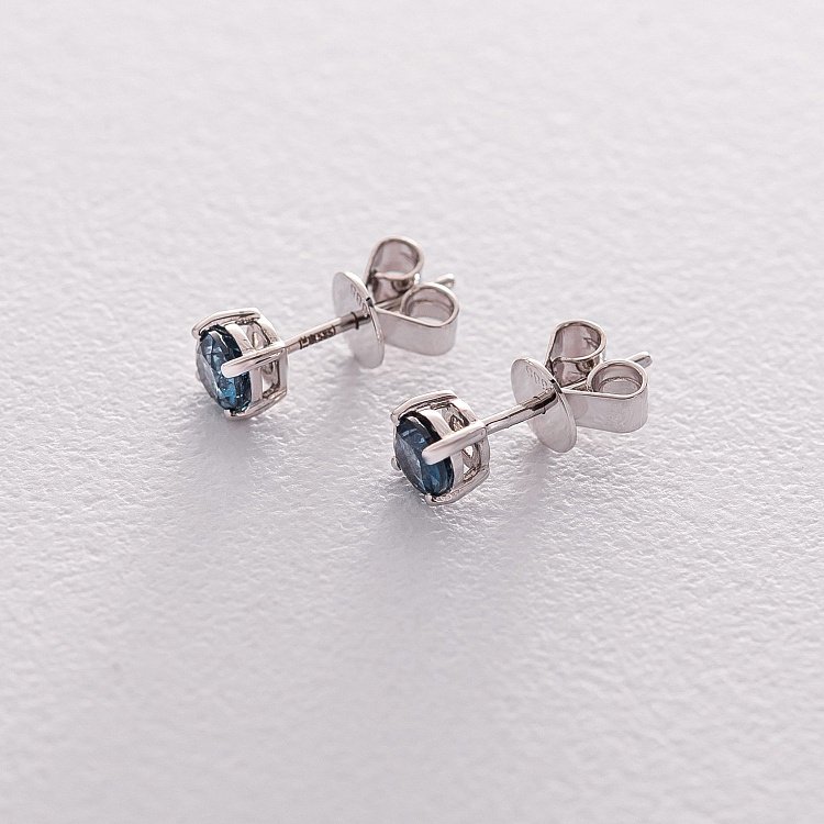 Золоті сережки-пусети (топаз "Лондон блакитний") сб0118gl від ювелірного магазину Онікс - 3