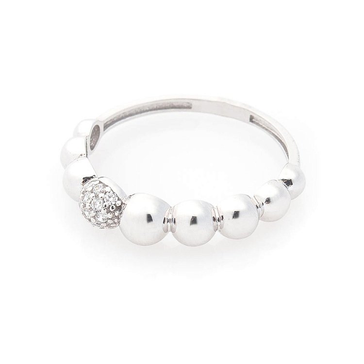 Золоте колечко "Кульки" з фіанітами к05822 від ювелірного магазину Онікс - 2