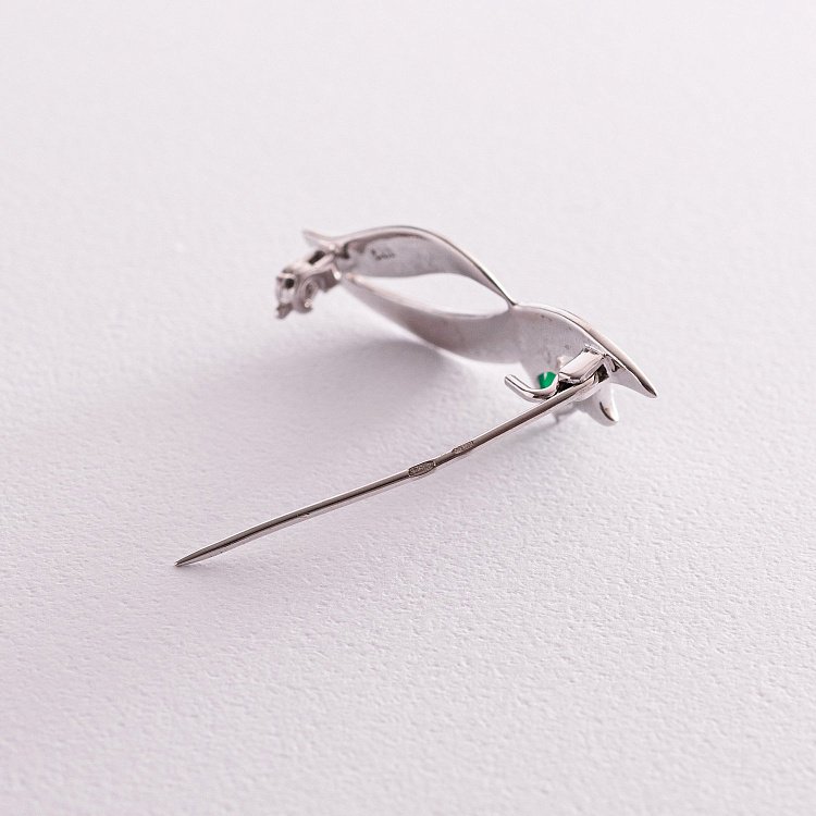 Серебряная брошь с ониксом з16065 от ювелирного магазина Оникс - 2