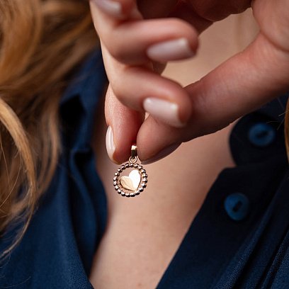 Золотой кулон "Сердечко" п03695 №2