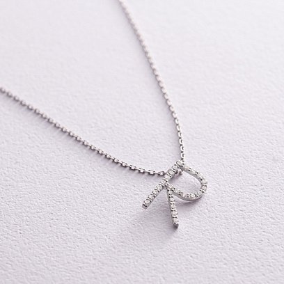 Золотое колье с буквой "R" с бриллиантами 134041121 №6