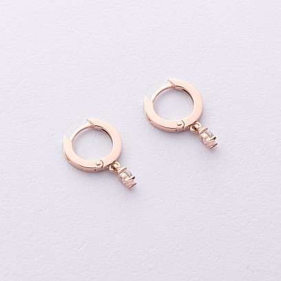 Серьги в красном золоте (фианиты) с09183 №3