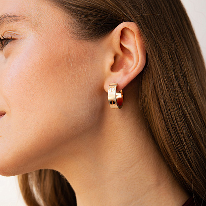 Серьги - кольца "Love" (красное золото) с09663 №5