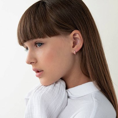 Золотые детские серьги "Цветочек" с эмалью с02315 №2