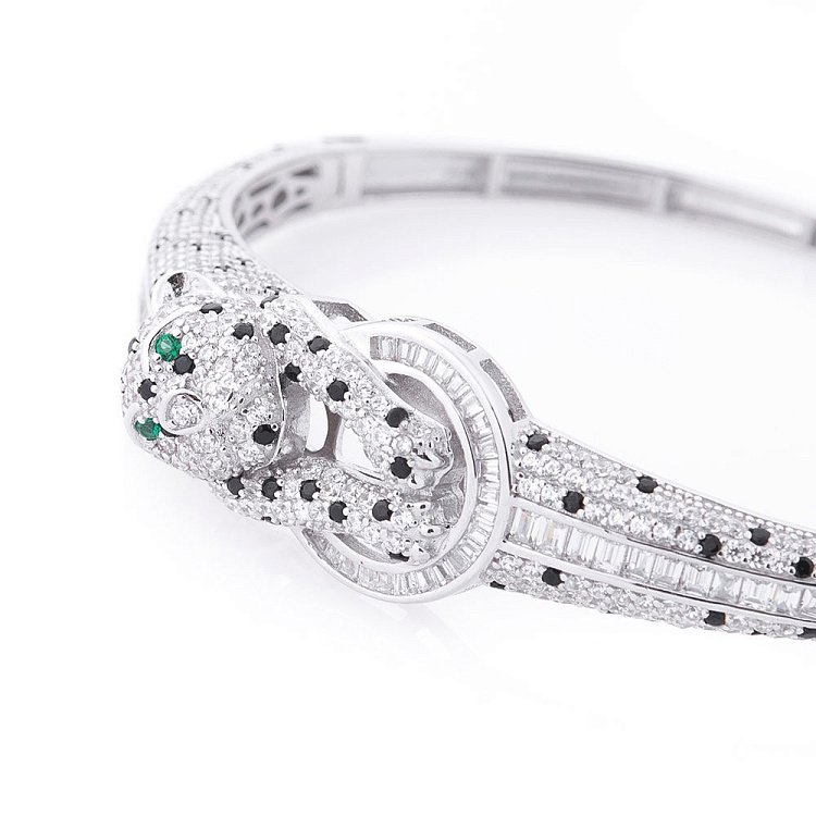 Серебряный браслет "Пантера" с фианитами 141351 от ювелирного магазина Оникс - 1