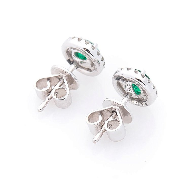 Золотые серьги-гвоздики с бриллиантами и изумрудами с272 - 2 Золотые серьги-гвоздики с бриллиантами и изумрудами с272 от ювелирного магазина Оникс - 2