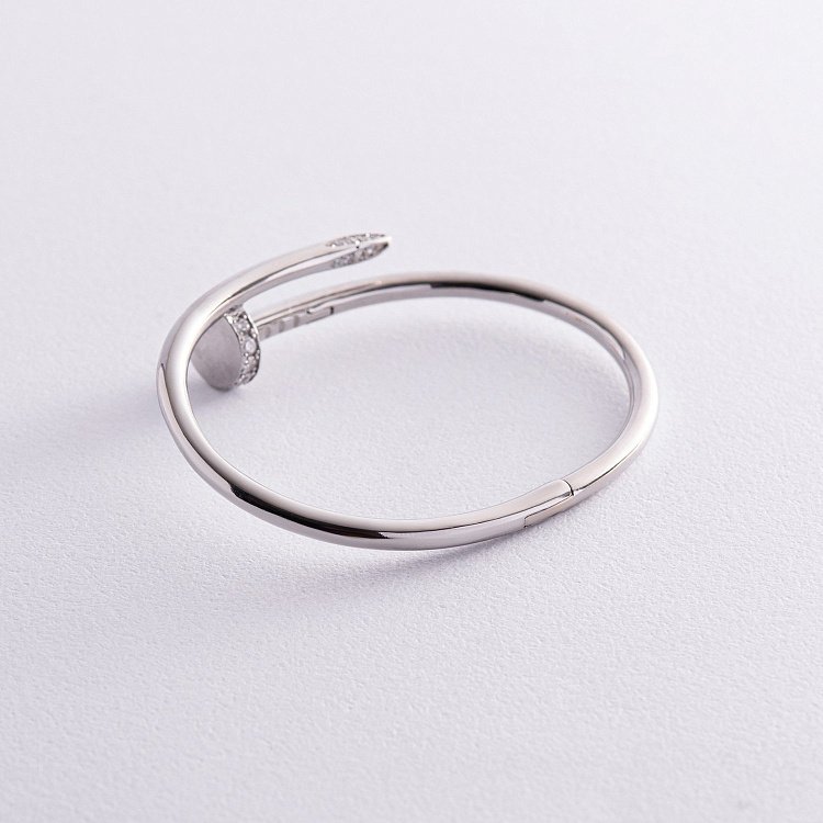 Серебряный браслет "Гвоздь" с фианитами 804 от ювелирного магазина Оникс - 2