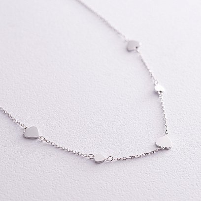 Колье "Сердечки" в белом золоте кол02232 №6