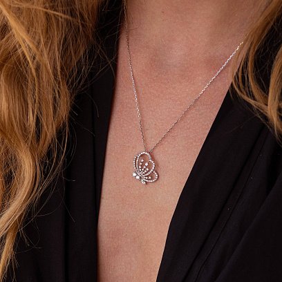 Золота підвіска "Метелик" з діамантами пкит279 №4