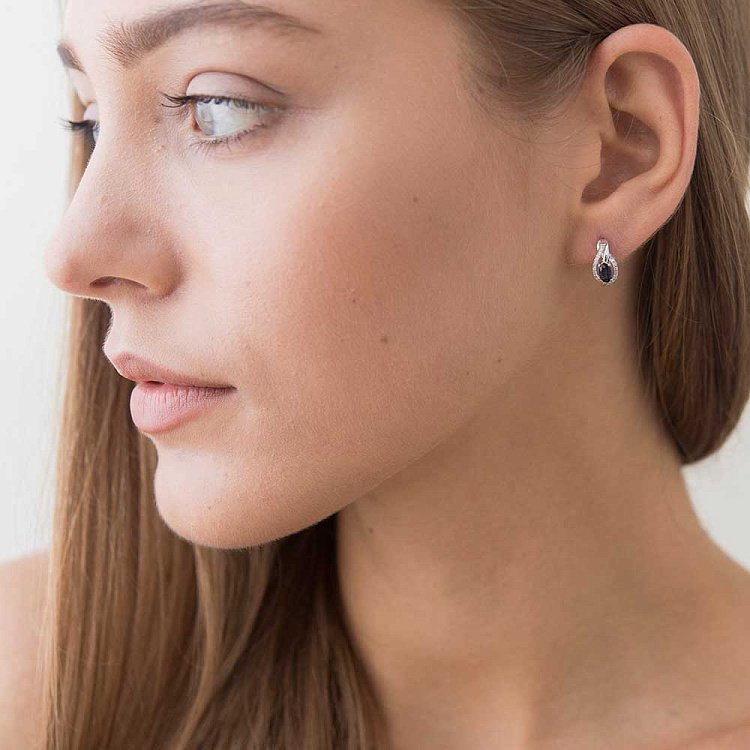 Золоті сережки з синіми сапфірами і діамантами C01021E від ювелірного магазину Онікс - 8