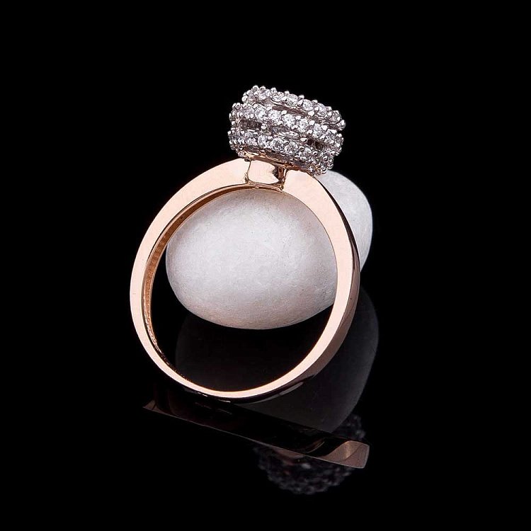 Заручальна золота каблучка з фіанітами к04586 від ювелірного магазину Онікс - 2