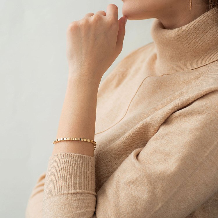 Золотой браслет "Кубики" б04364 от ювелирного магазина Оникс - 5