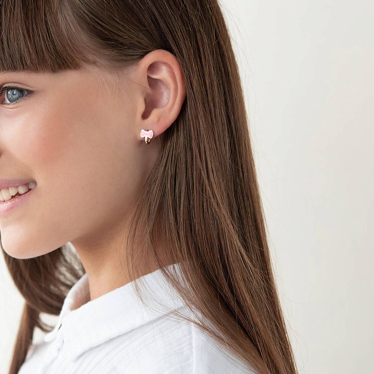 Дитячі сережки із золота "Бантики" с03214 від ювелірного магазину Онікс - 3