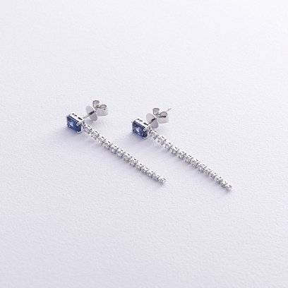 Золоті сережки - пусети (сапфіри, діаманти) сб0513sm №3