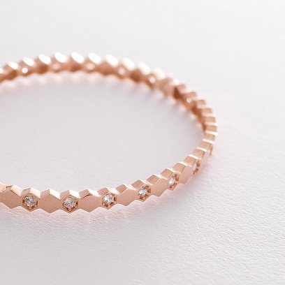 Жесткий золотой браслет с фианитами б04190 №2