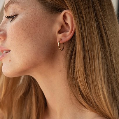 Сережки - кільця в жовтому золоті с08488 №6