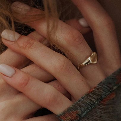 Каблучка "Сердечко" в жовтому золоті (можливе гравіювання) к07136 №16