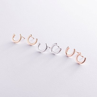 Сережки - пусети "Мерилін" у червоному золоті с08176 №7