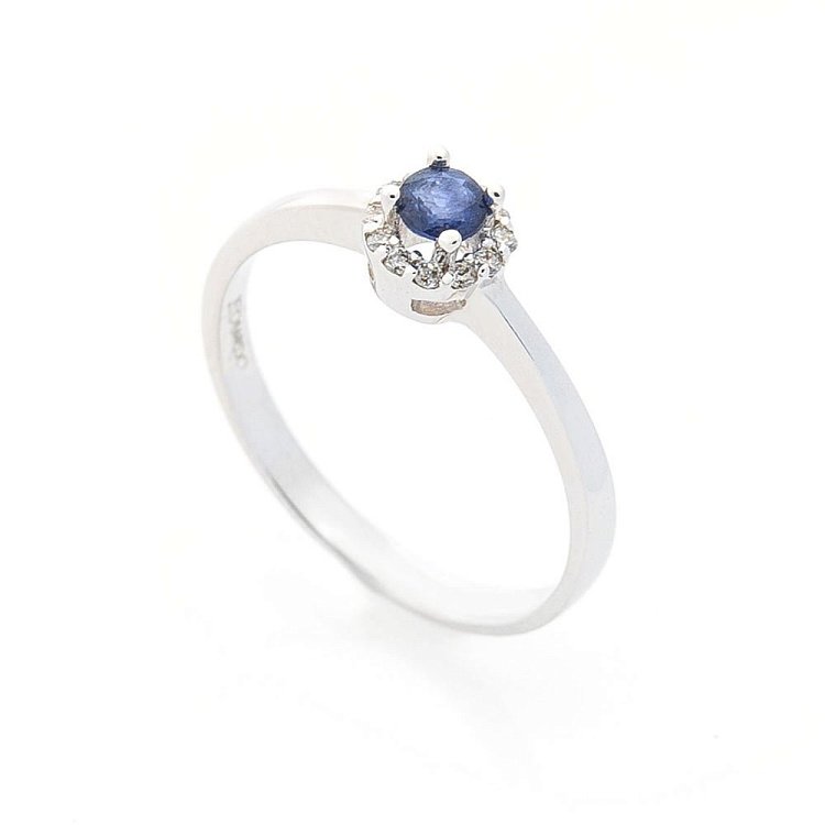 Золота каблучка з сапфіром і діамантами LDR0606-р від ювелірного магазину Онікс