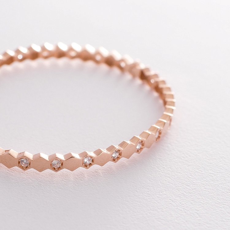 Жесткий золотой браслет с фианитами б04190 от ювелирного магазина Оникс - 1