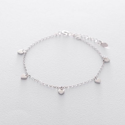 Серебряный браслет с сердечками 141371