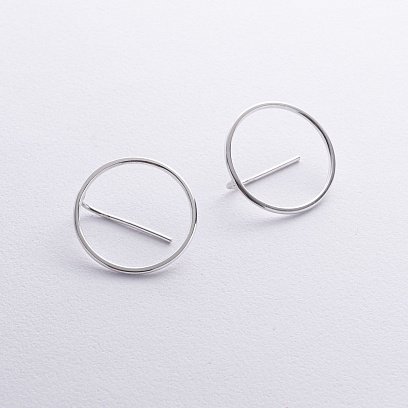 Серебряные серьги "Геометрия" (2.7 см) 122785 №6