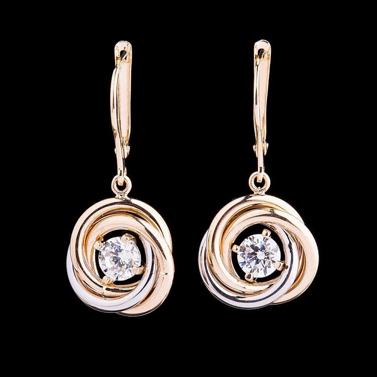 Золотые серьги с фианитами с03830 от ювелирного магазина Оникс - 2