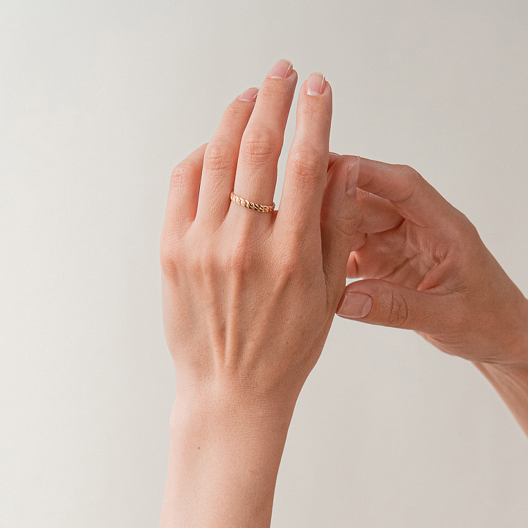 Кольцо "Цепочка" в желтом золоте к07542 от ювелирного магазина Оникс - 3