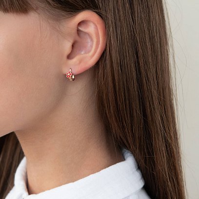 Дитячі золоті сережки "Квіточки" (емаль) с02135 №2