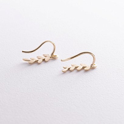 Сережки - клаймбери "Гілочки" у жовтому золоті с08556 №5