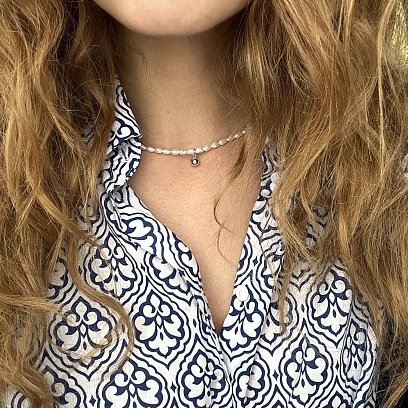 Срібне кольє "Перлинки з кулькою" жемшар №5