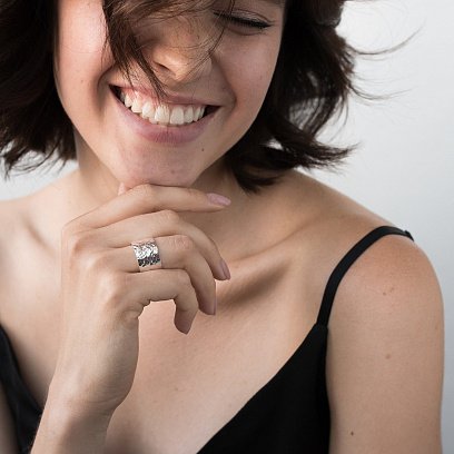 Широка каблучка "Марс" в сріблі 112206 №8