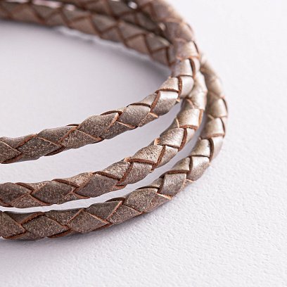 Шкіряний шнурок зі срібною застібкою (позолота, чорніння) 18768 №2