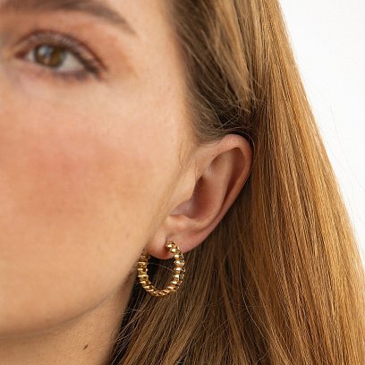 Серьги - кольца в желтом золоте с09059 №4