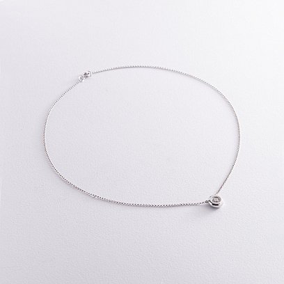 Золотое колье с одним камнем (бриллиант) кол402ke №3