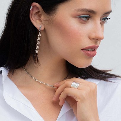 Срібні сережки "Ланцюжки" 122778 №2