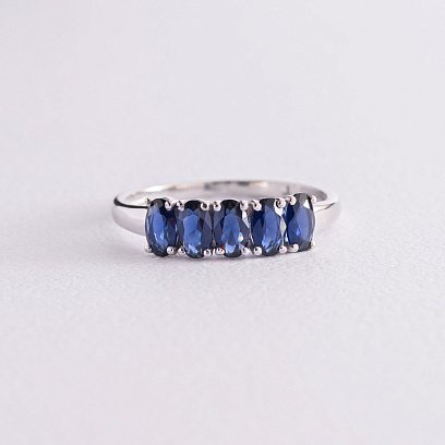 Серебряное кольцо с синтетическими сапфирами 1377/1р-HSPH №4