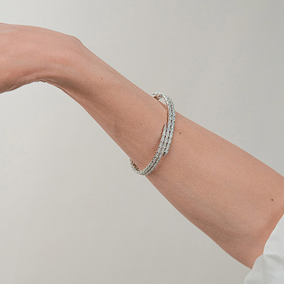 Жорсткий браслет "Змія" у білому золоті (фіаніти) б05630 №2