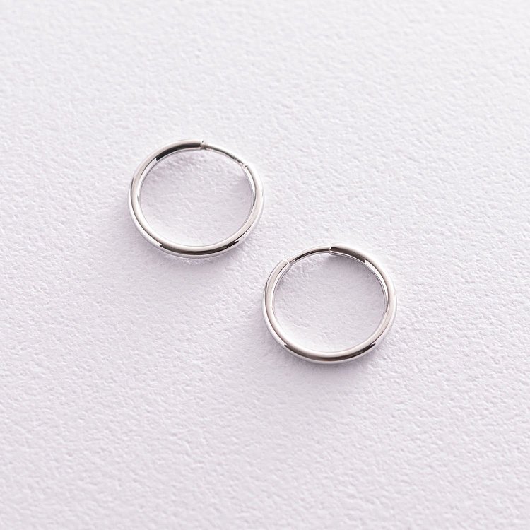 Серьги - кольца в серебре (1.5 см) 122338 от ювелирного магазина Оникс