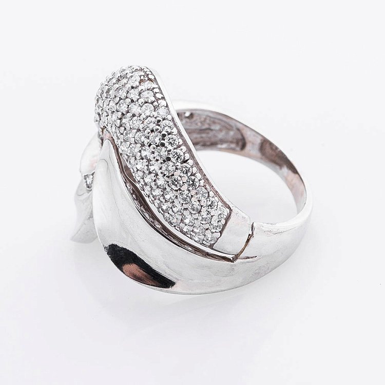 Золота каблучка з фіанітами к01520ж від ювелірного магазину Онікс - 2