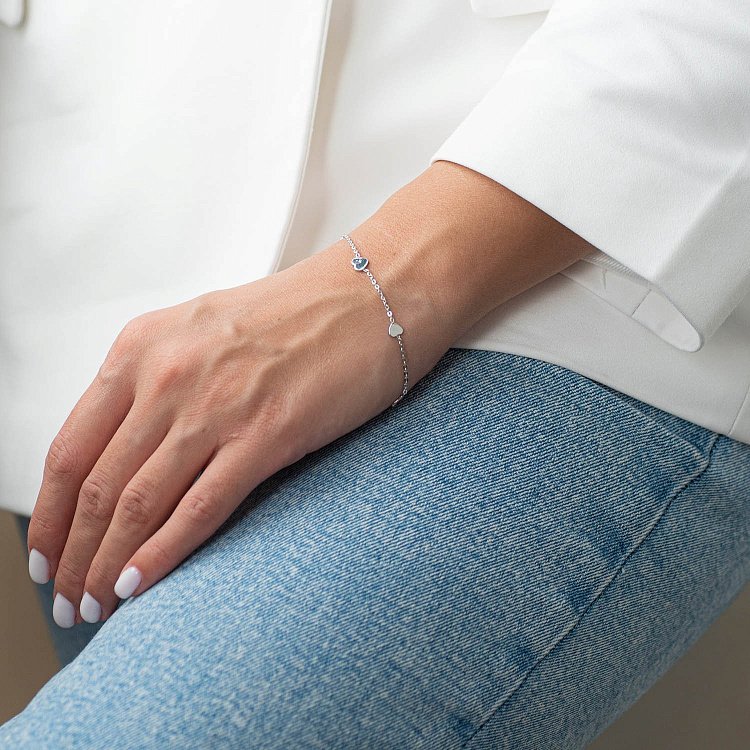 Срібний браслет "Сердечка" 141509 від ювелірного магазину Онікс - 1