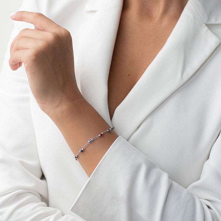 Серебряный браслет "Разноцветный" (фианиты) 141540 от ювелирного магазина Оникс - 2