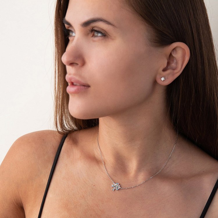 Серебряное колье "Древо жизни" с фианитами 181179 от ювелирного магазина Оникс - 1