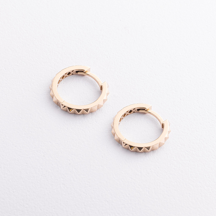 Серьги - кольца в желтом золоте с09660 от ювелирного магазина Оникс - 1