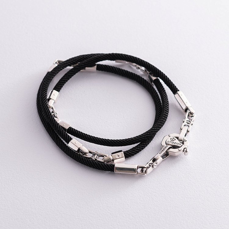 Шелковый шнурок с серебряной застежкой (0.3 см) Ш0036-4в/д3 от ювелирного магазина Оникс