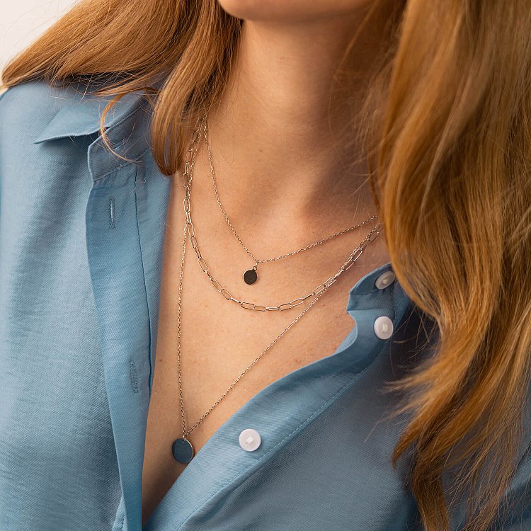 Тройное серебряное колье "Монетки" 181244 от ювелирного магазина Оникс - 1