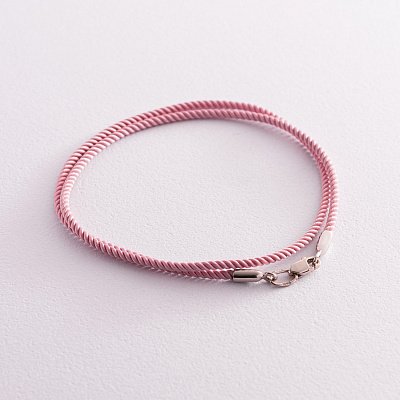 Шелковый розовый шнурок с гладкой золотой застежкой (2 мм) кол02076
