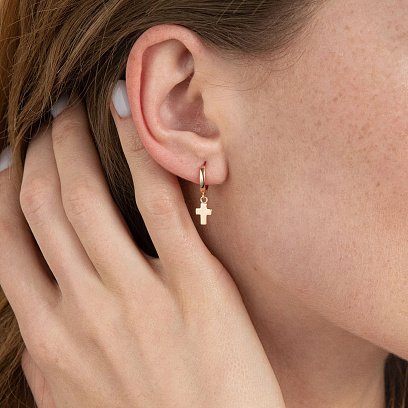 Золоті сережки "Хрестики" с04412 №2