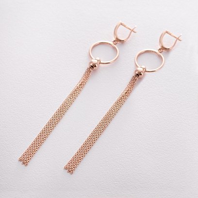 Висячие серьги из красного золота с06353